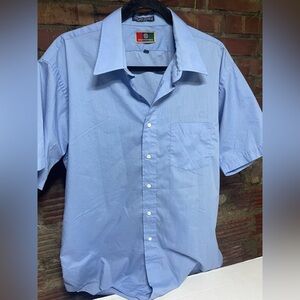 Requirements short sleeve men Sky Blue  Button Down Shirt size 17 Classic fit